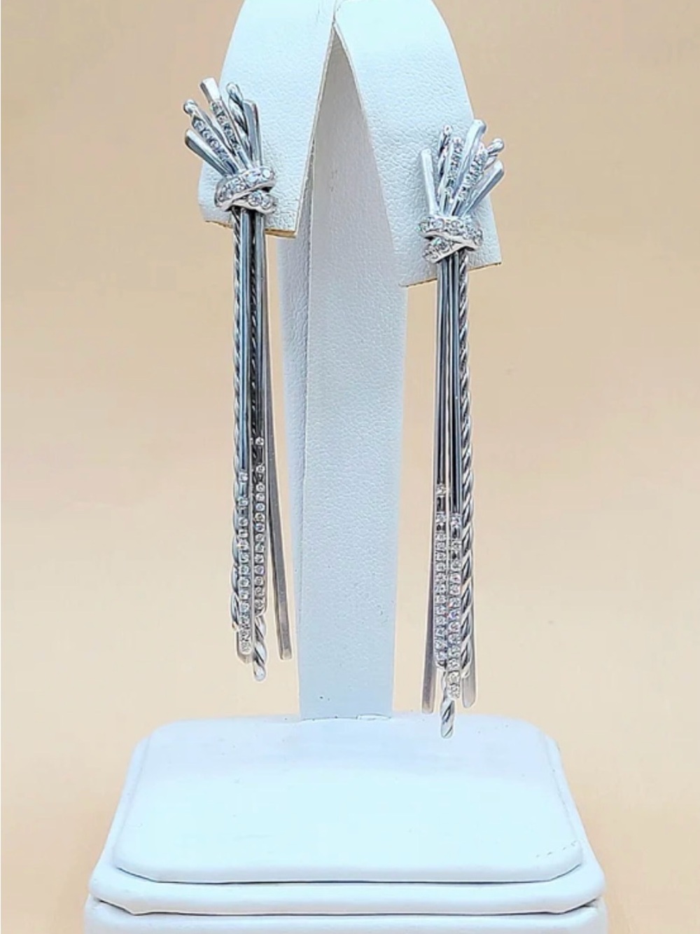David Yurman Angelika Long Drop Earrings With Diamonds